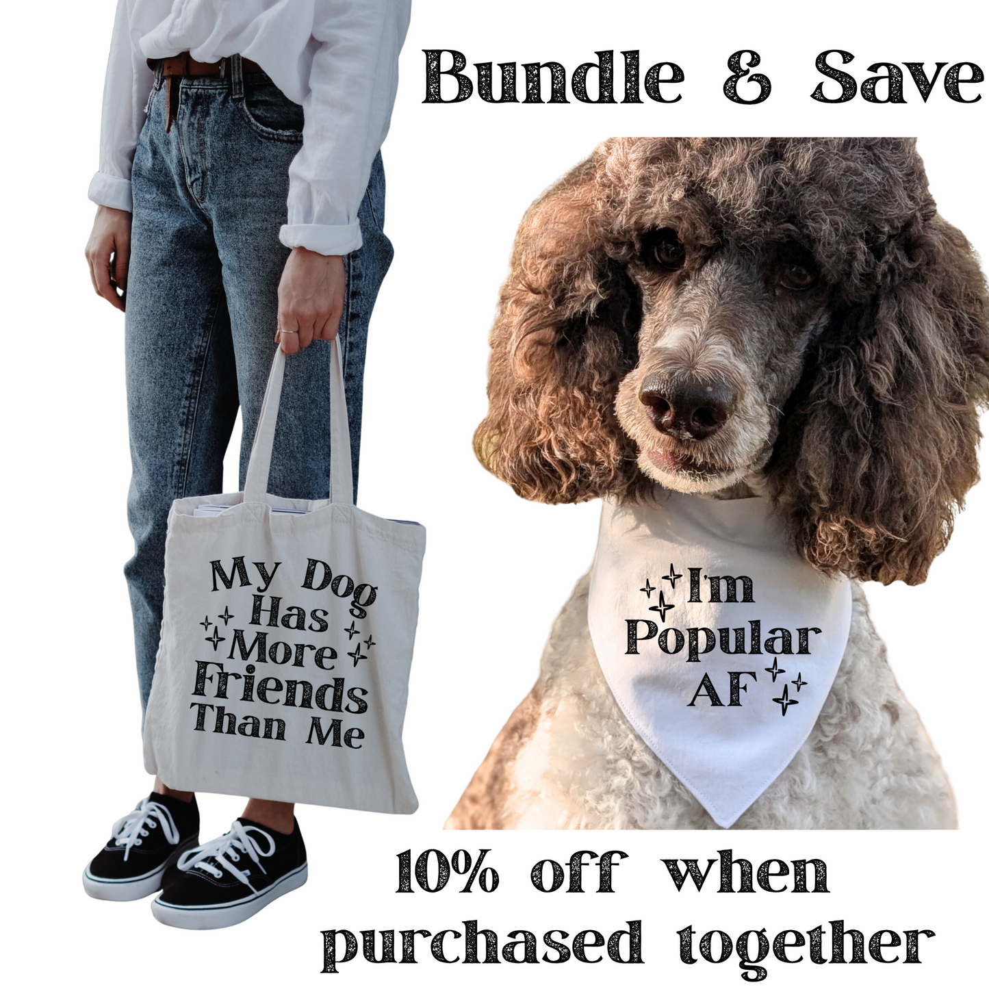 I'm Popular AF Pet Bandana | Scrunchie or Over the Collar Style Bandana Options