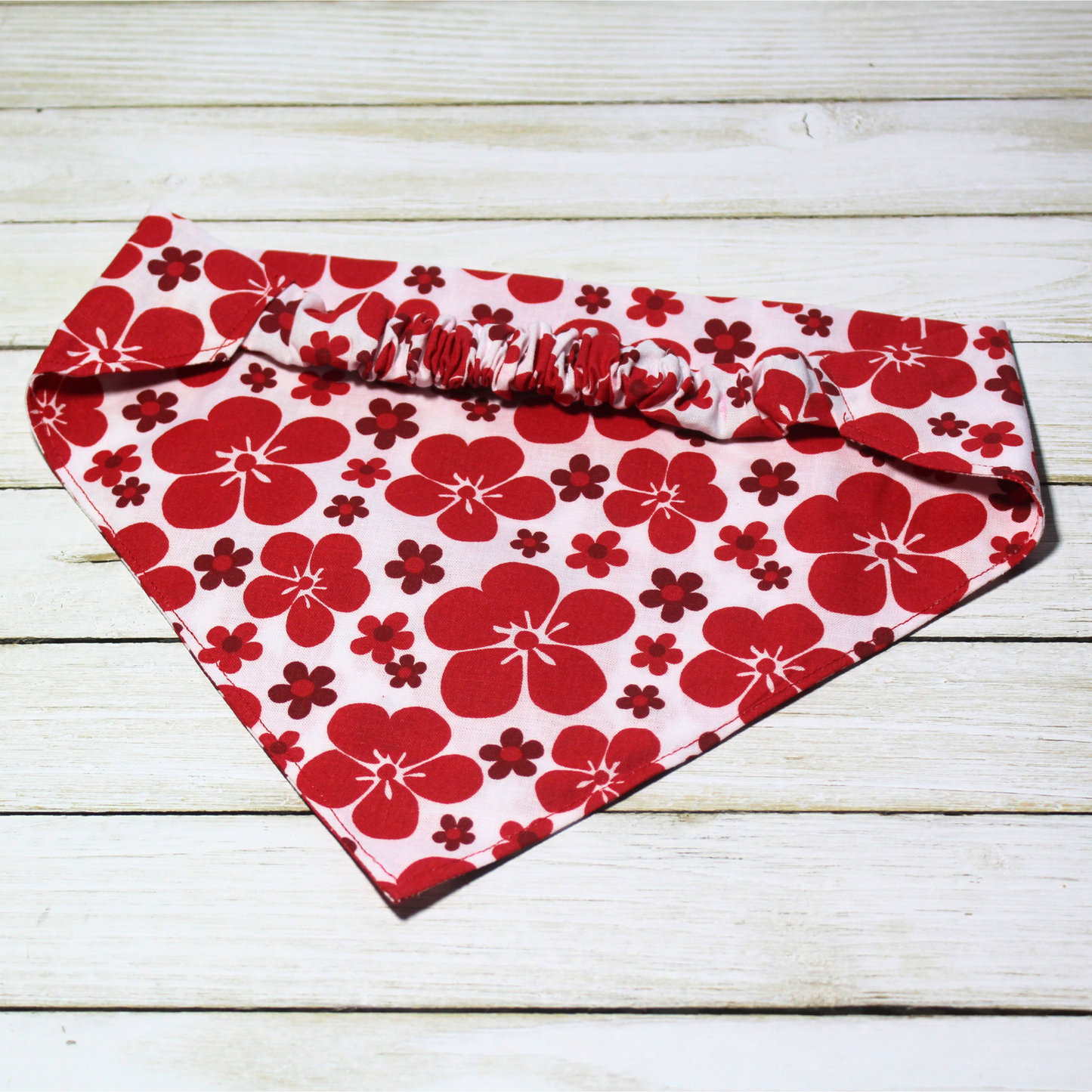 Red Flowers Scrunchie Pet Bandana | Free Local Pick up or Ready to Ship