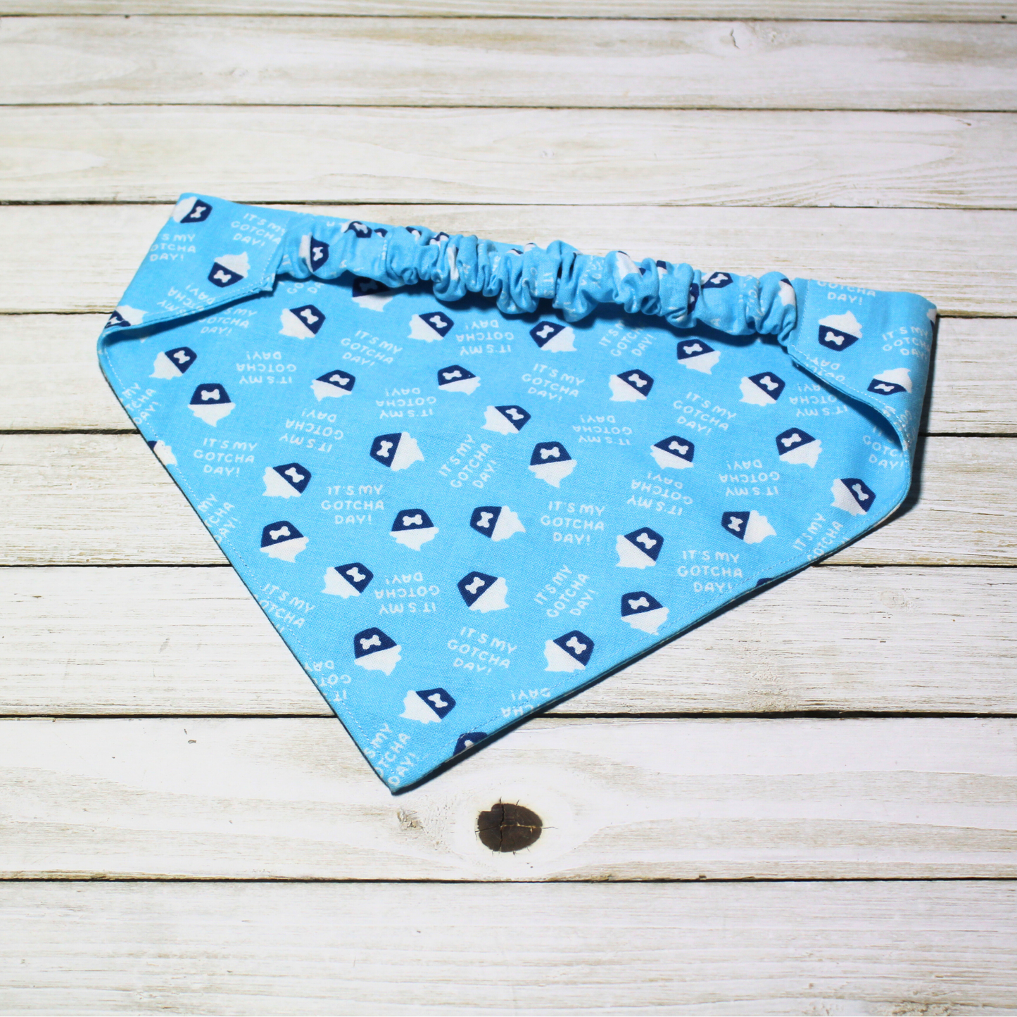 It's My Gotcha Day Blue Scrunchie Pet Bandana | Free Local Pick up or Ready to Ship