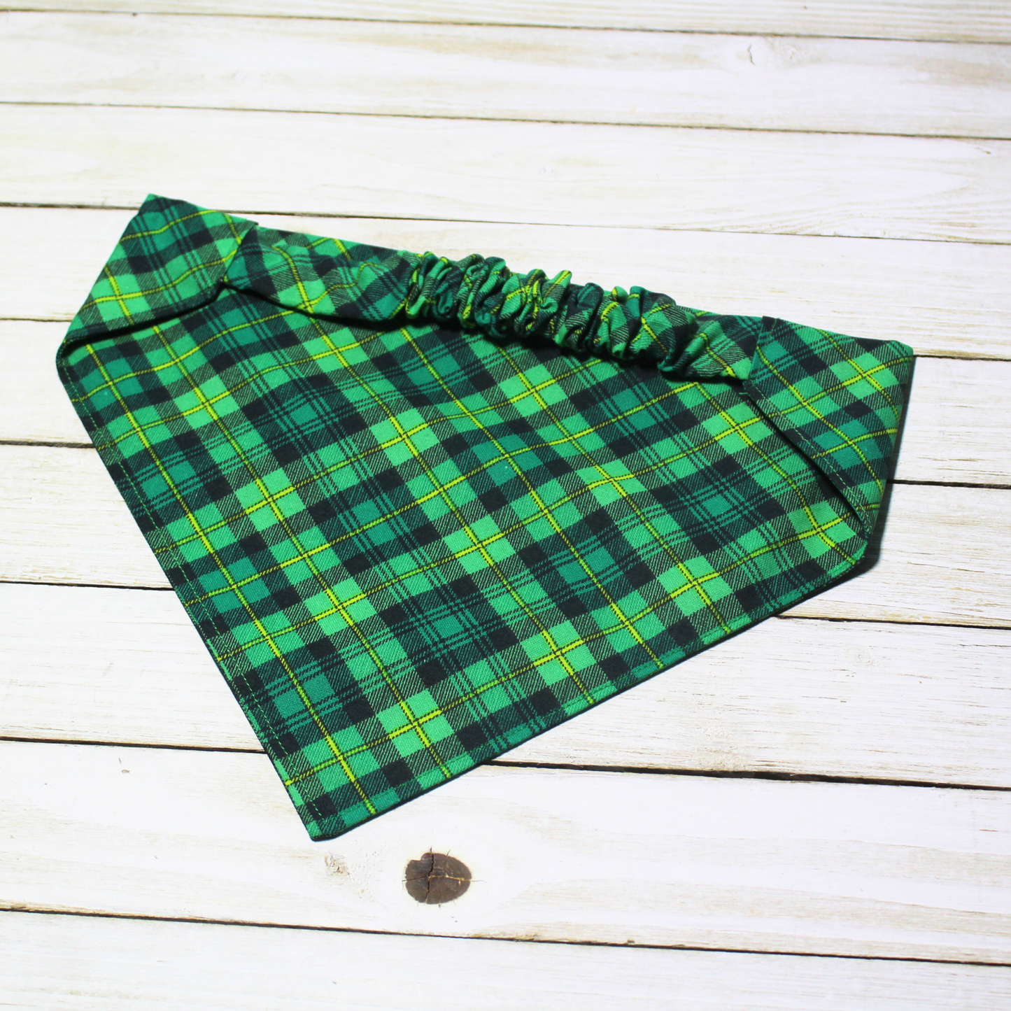 Green Plaid Scrunchie Pet Bandana | Free Local Pick up or Ready to Ship