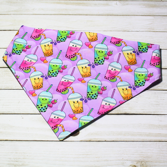 Pink Cute Boba Scrunchie Pet Bandana | Free Local Pick up or Ready to Ship