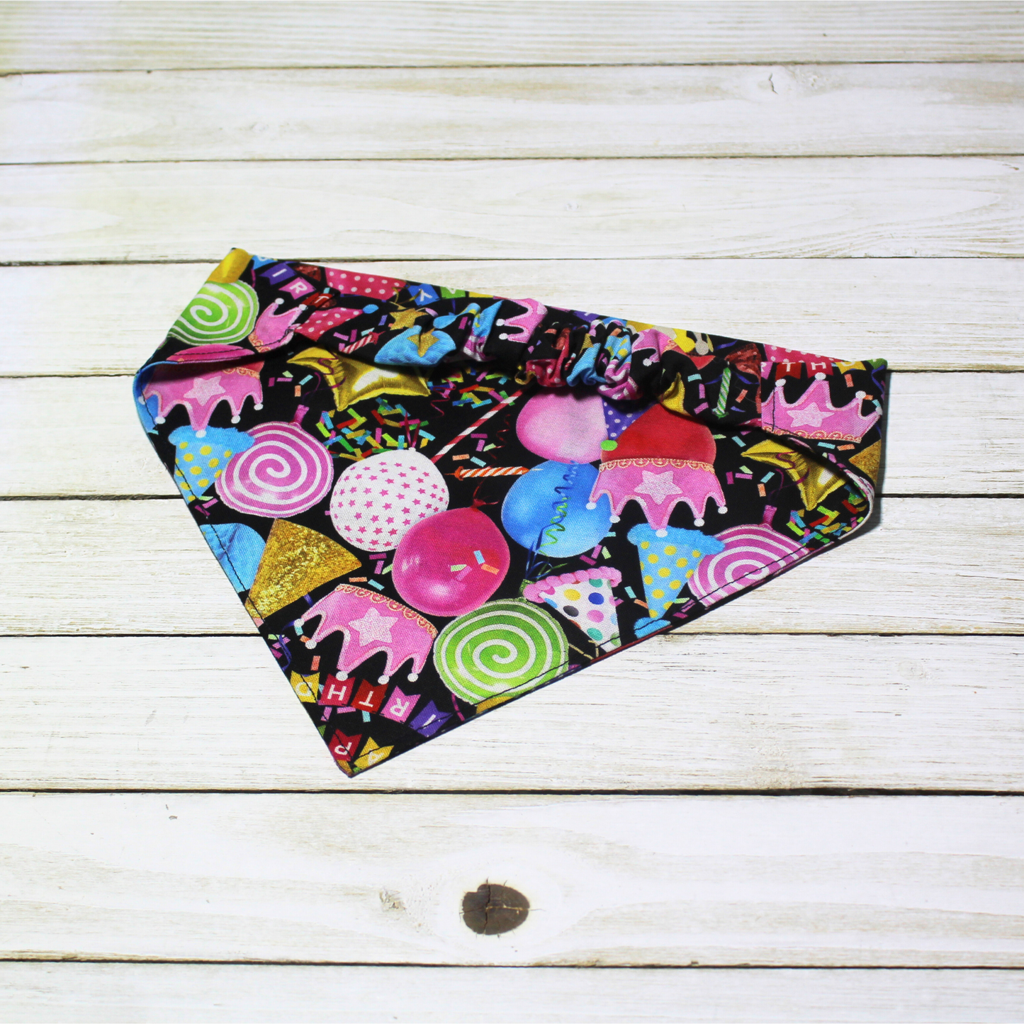 Birthday Balloon Celebration Scrunchie Pet Bandana | Free Local Pick up or Ready to Ship