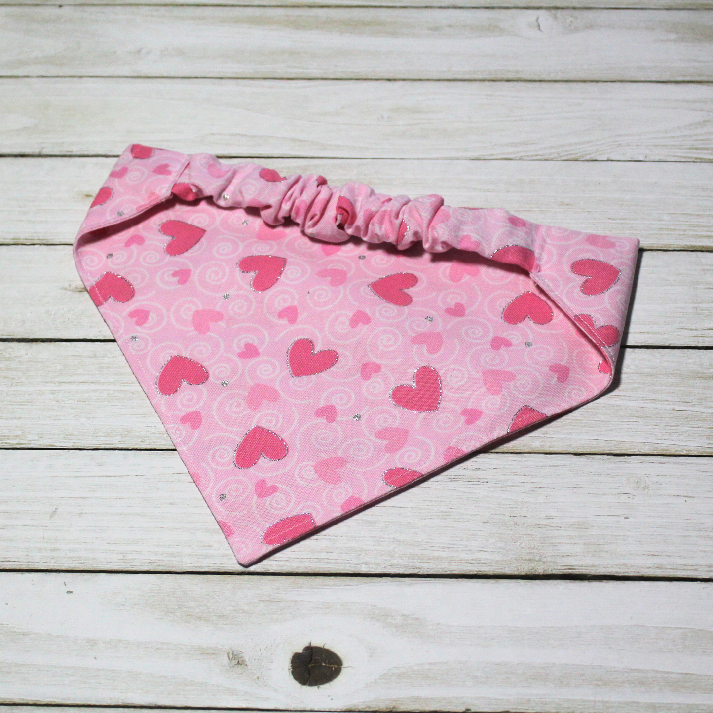 Pink Glitter Hearts Scrunchie Pet Bandana | Free Local Pick up or Ready to Ship