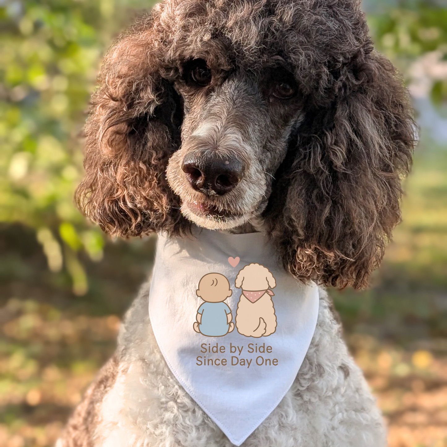 Side by Side Since Day One Dog Bandana | Scrunchie or Over the Collar Style Bandana Options