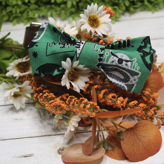 Green Wizard House Over the Collar Pet Bowtie | Ready to Ship or Free Local Pick-up