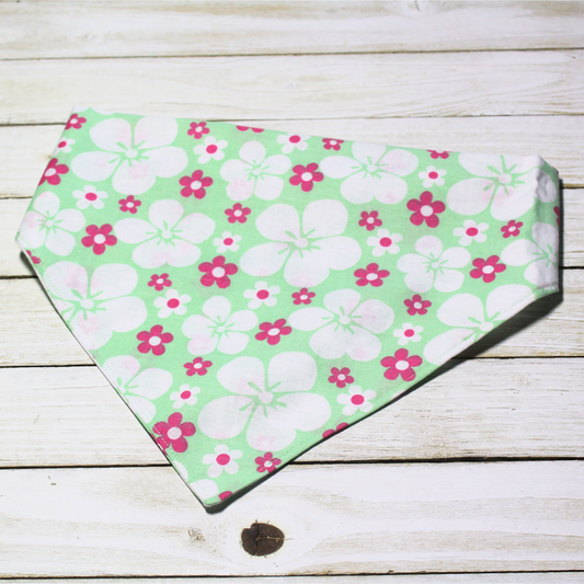 Pink and White Flowers Scrunchie Pet Bandana | Free Local Pick up or Ready to Ship