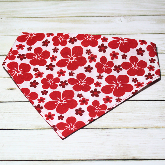 Red Flowers Scrunchie Pet Bandana | Free Local Pick up or Ready to Ship