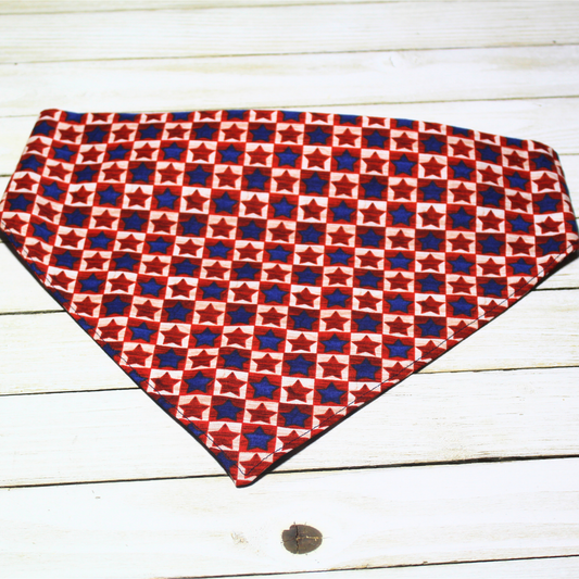 Patriotic Rustic Stars Scrunchie Pet Bandana | Free Local Pick up or Ready to Ship