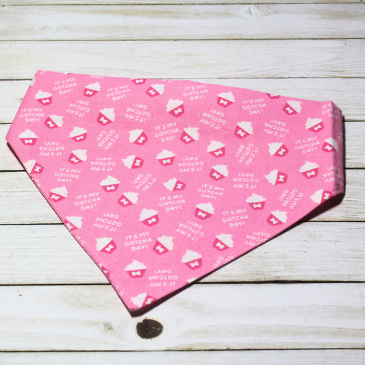It's My Gotcha Day Pink Scrunchie Pet Bandana | Free Local Pick up or Ready to Ship