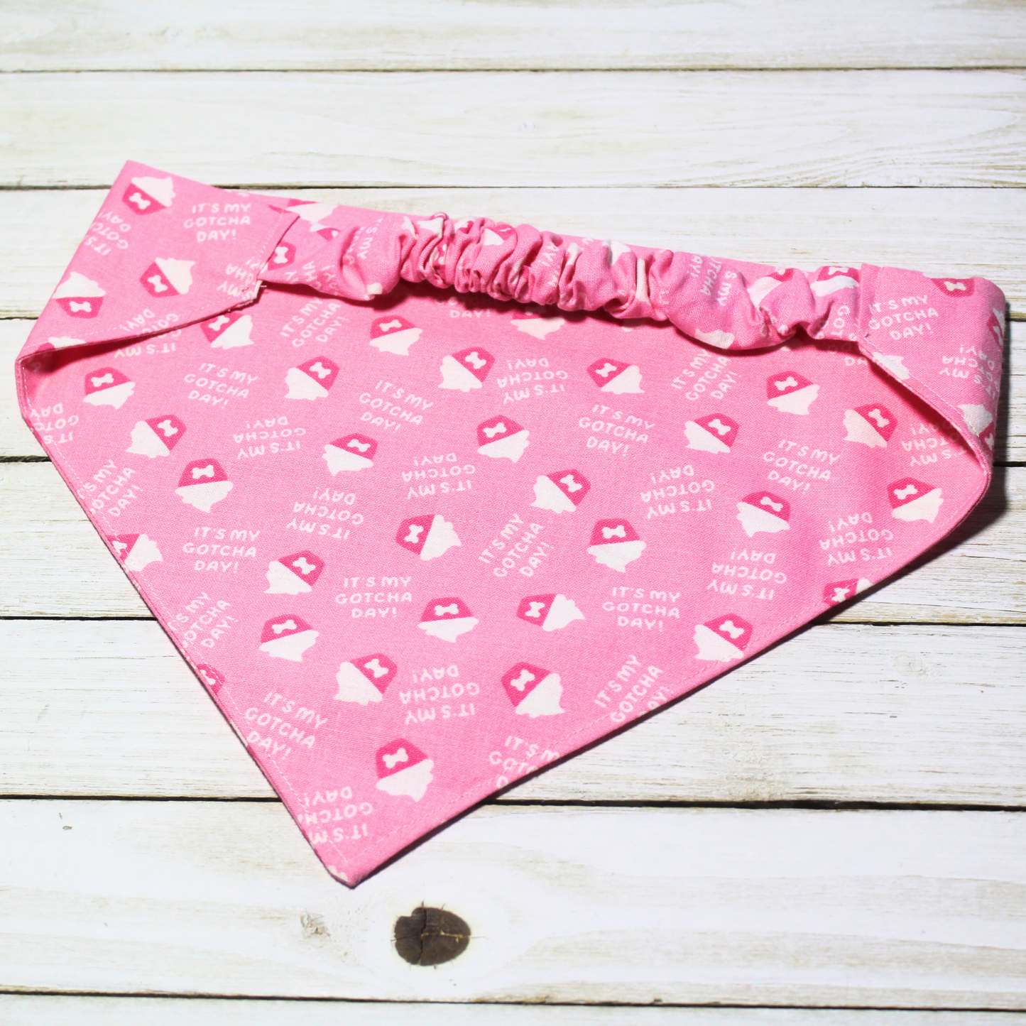 It's My Gotcha Day Pink Scrunchie Pet Bandana | Free Local Pick up or Ready to Ship