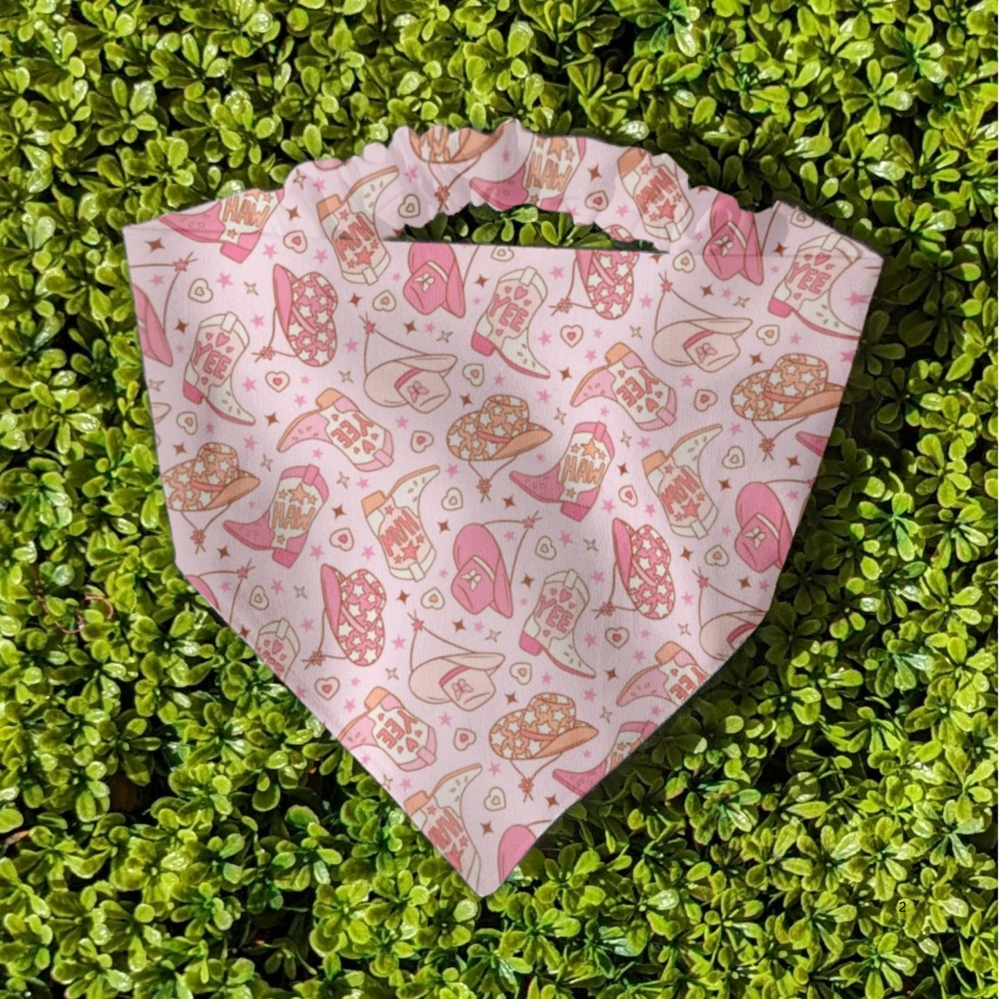 Pink Cowgirl Pet Bandana | Scrunchie or Over the Collar Style Bandana Options