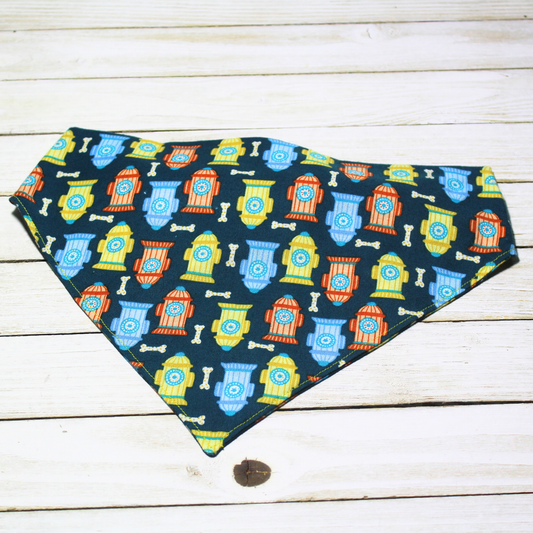 Fire Hydrant Teal Scrunchie Pet Bandana | Free Local Pick up or Ready to Ship