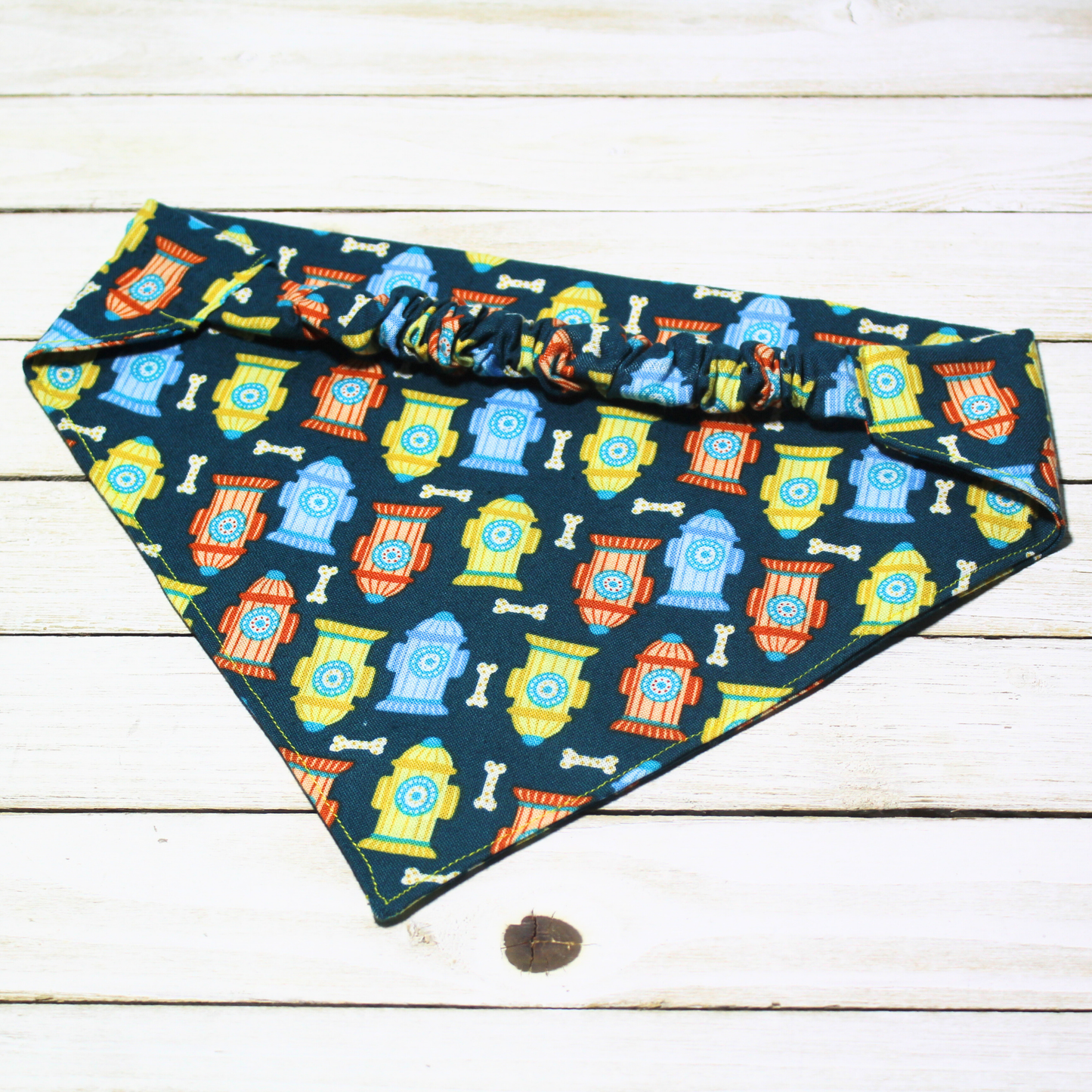 Fire Hydrant Teal Scrunchie Pet Bandana | Free Local Pick up or Ready to Ship