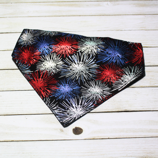Metallic Fireworks Scrunchie Pet Bandana | Free Local Pick up or Ready to Ship