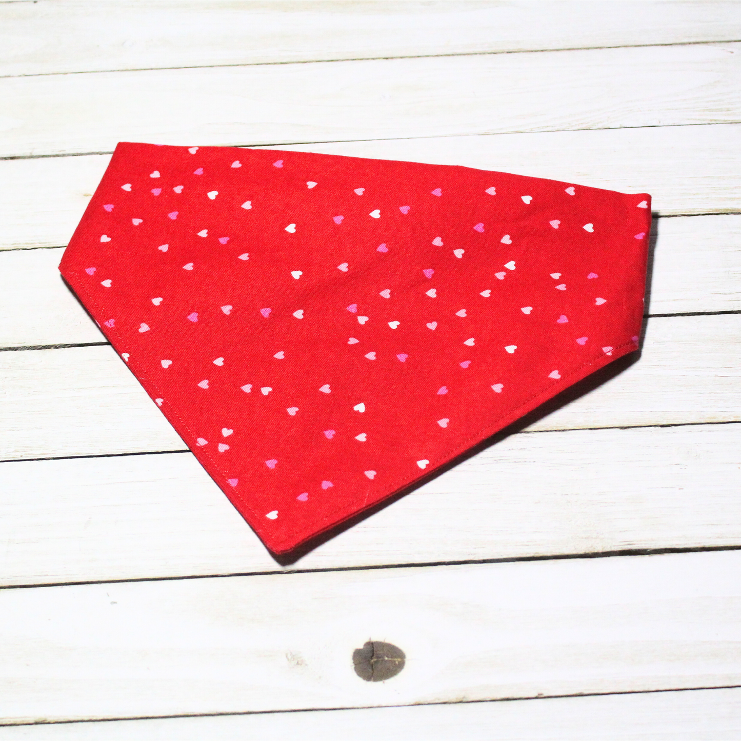 Red with Tiny Hearts Scrunchie Pet Bandana | Free Local Pick up or Ready to Ship