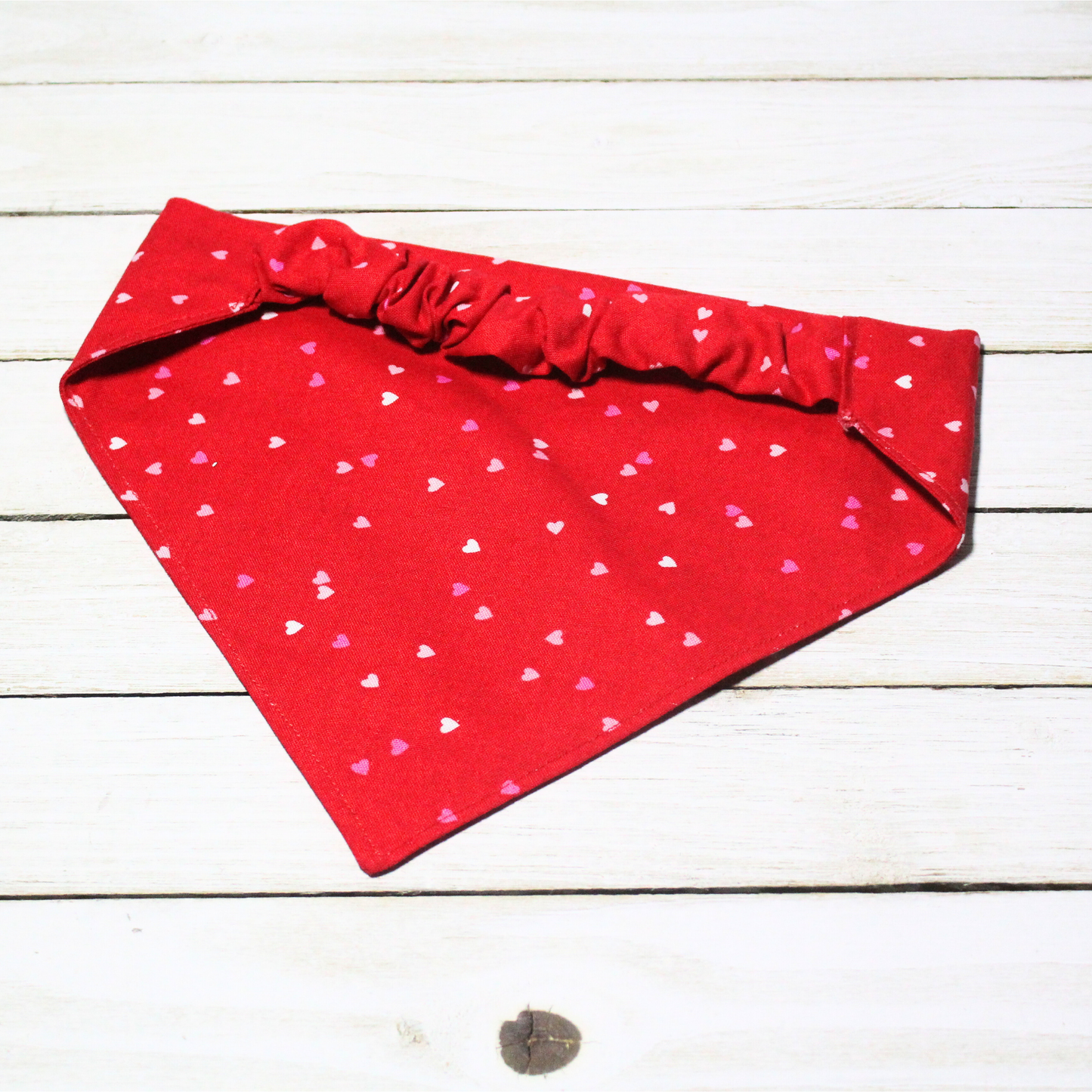 Red with Tiny Hearts Scrunchie Pet Bandana | Free Local Pick up or Ready to Ship