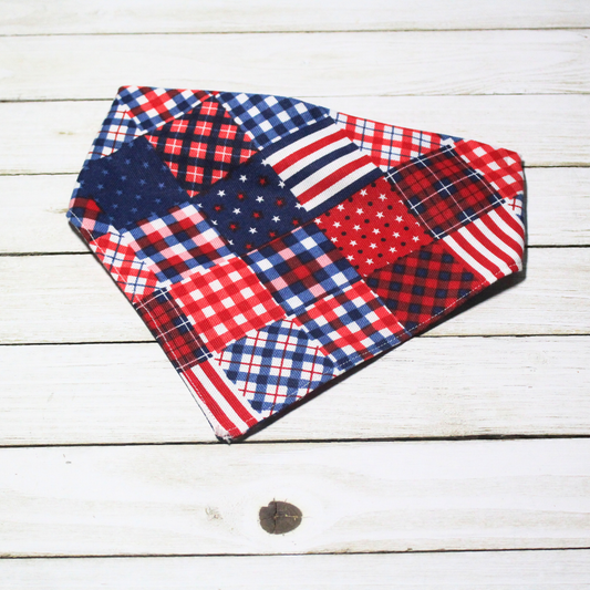 Patriotic Patchwork Scrunchie Pet Bandana | Free Local Pick up or Ready to Ship