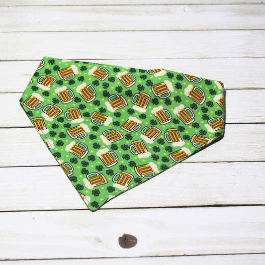 St. Patricks Day Beer Mugs Scrunchie Pet Bandana | Free Local Pick up or Ready to Ship