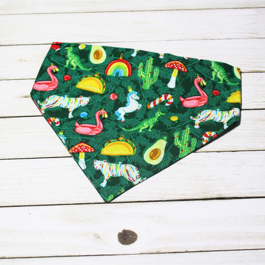 Christmas Tree Ornaments Scrunchie Pet Bandana | Free Local Pick up or Ready to Ship