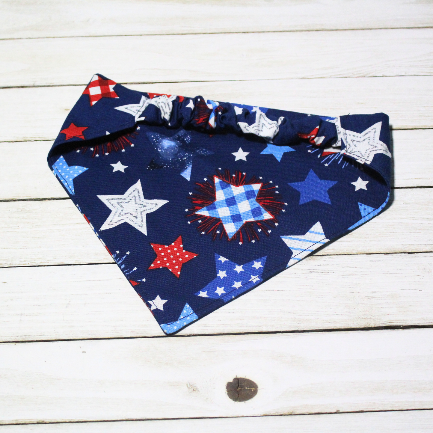 Patriotic Patchwork Stars Scrunchie Pet Bandana | Free Local Pick up or Ready to Ship