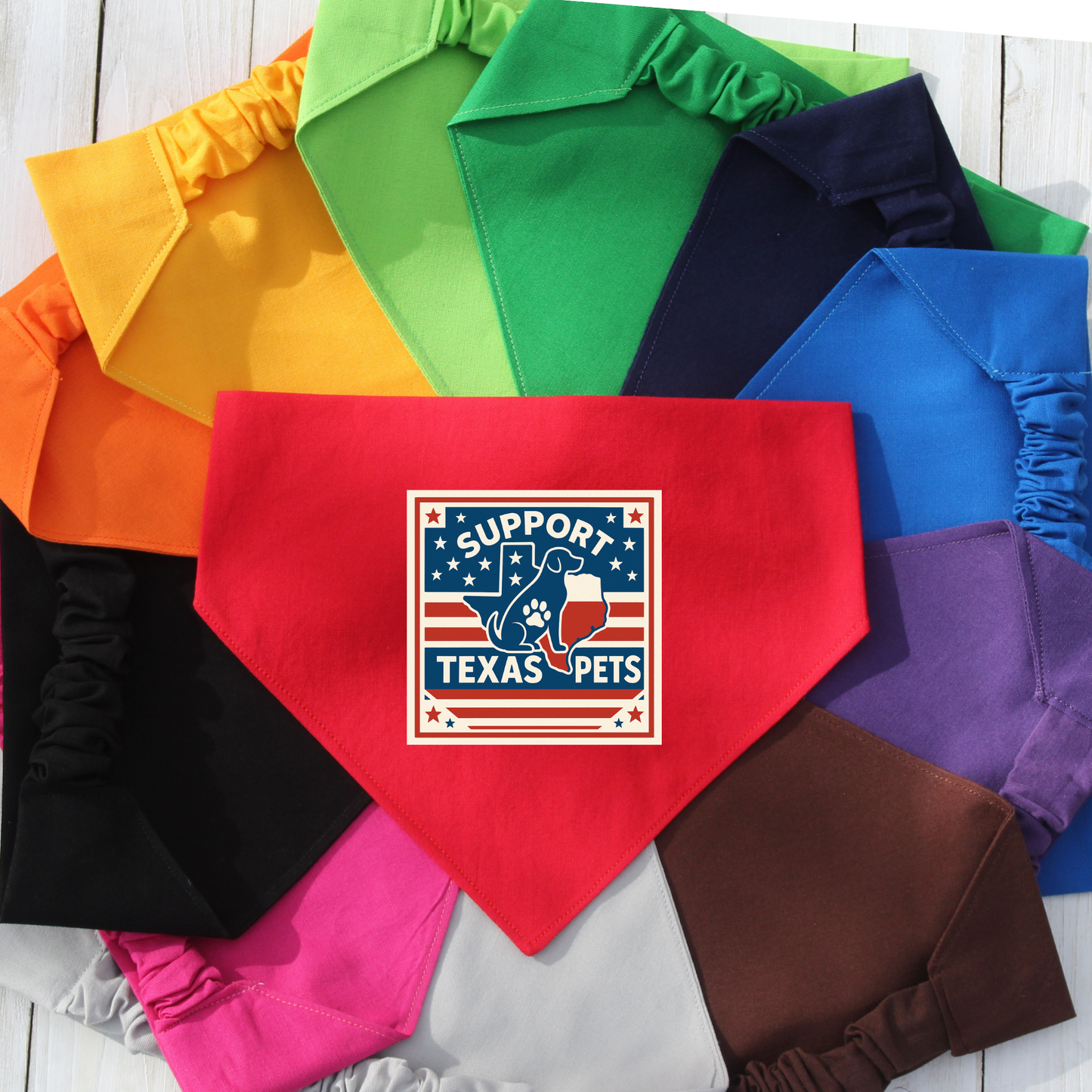 Support Texas Pets Dog Bandana | Scrunchie or Over the Collar Style Bandana Options