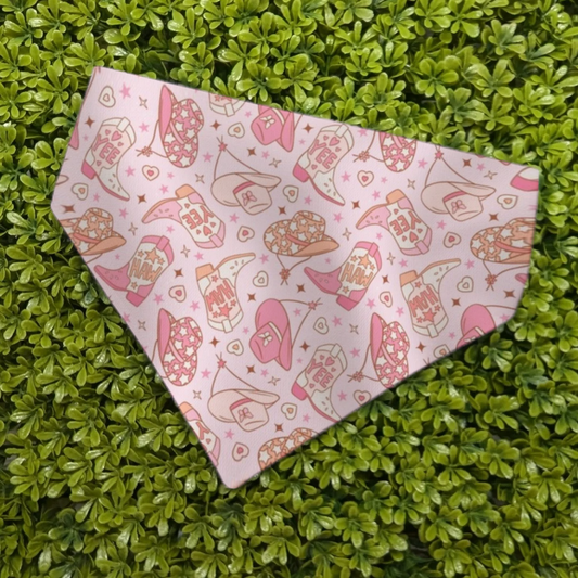 Pink Cowgirl Pet Bandana | Scrunchie or Over the Collar Style Bandana Options