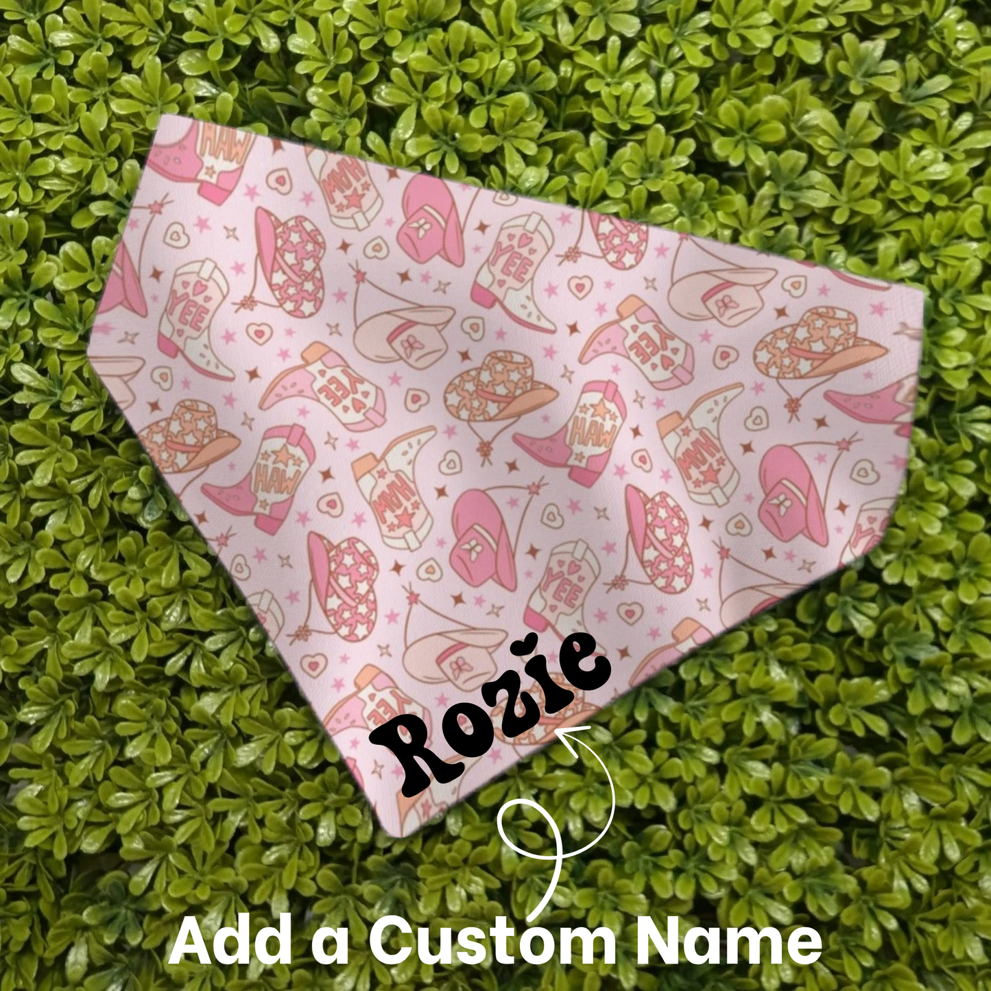 Pink Cowgirl Pet Bandana | Scrunchie or Over the Collar Style Bandana Options