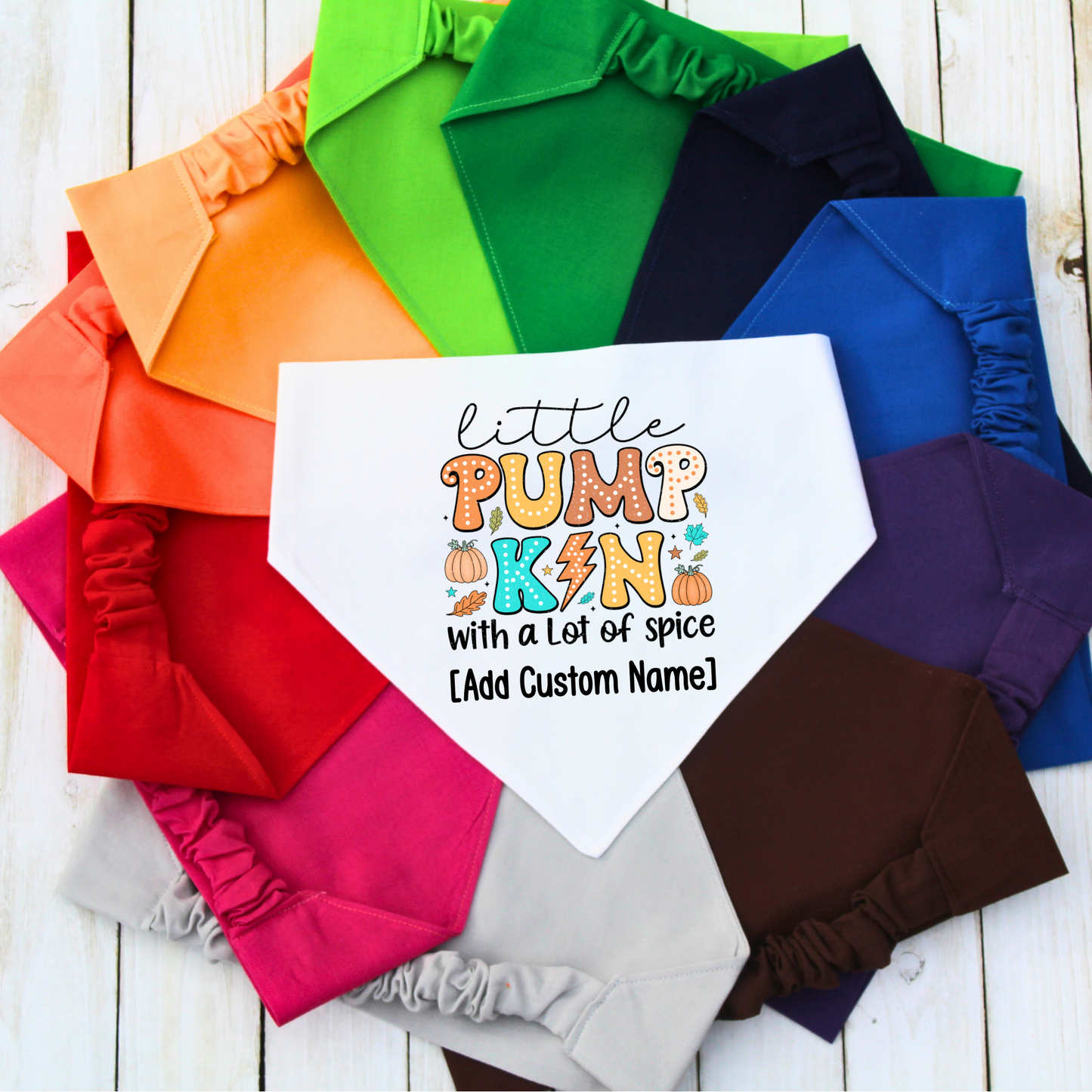 Little Pumpkin Full of Spice Pet Bandana | Scrunchie or Over the Collar Style Bandana Options