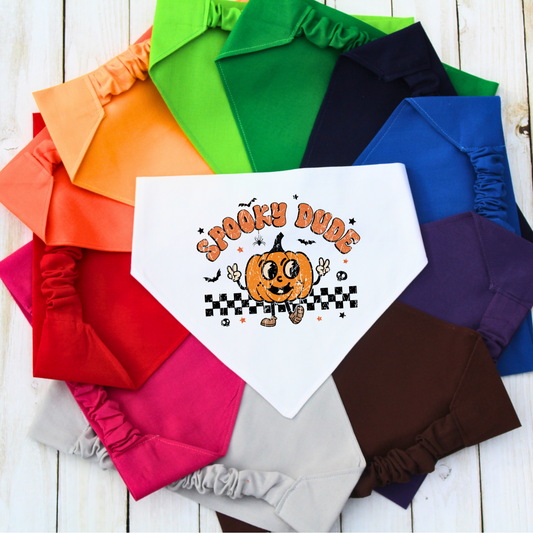 Spooky Dude Pet Bandana | Scrunchie or Over the Collar Style Bandana Options
