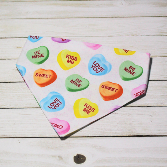 Conversation Heart Scrunchie Pet Bandana | Free Local Pick up or Ready to Ship