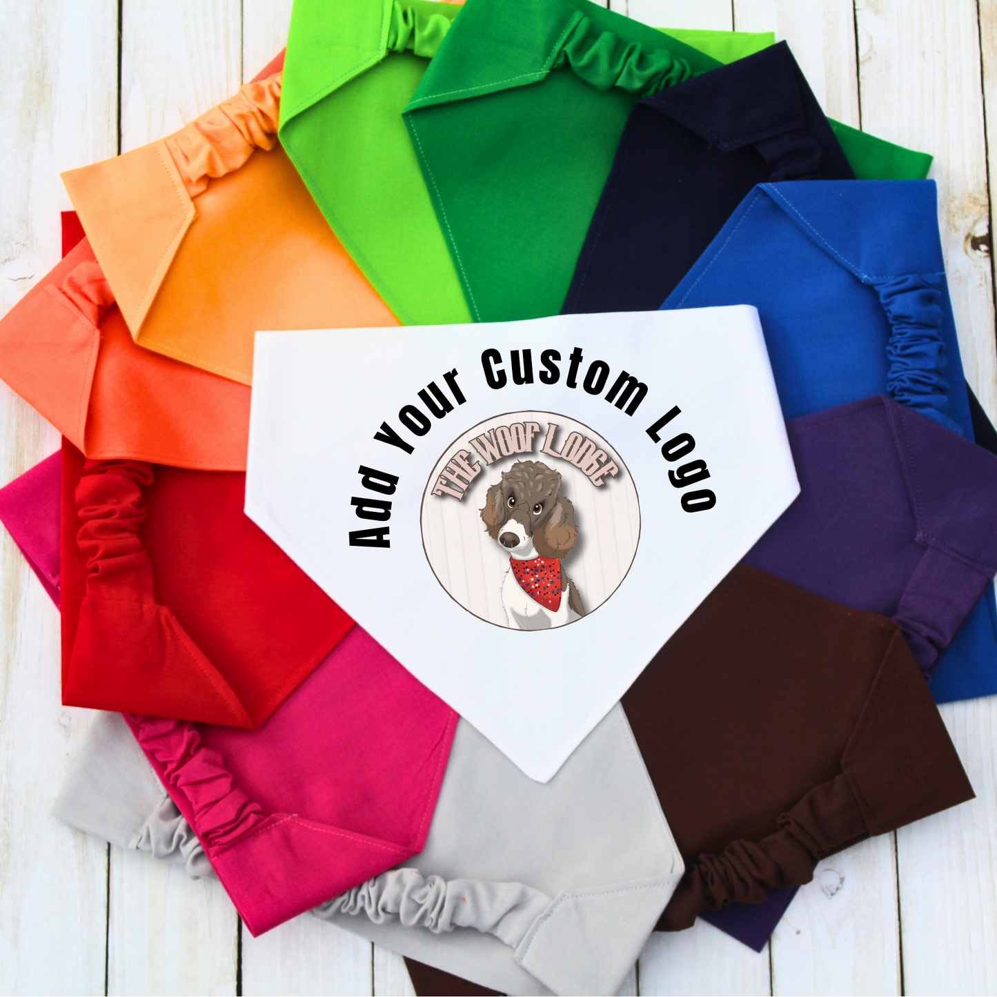 Add Custom Logo or Image Pet Bandana | Scrunchie or Over the Collar Style Bandana Options